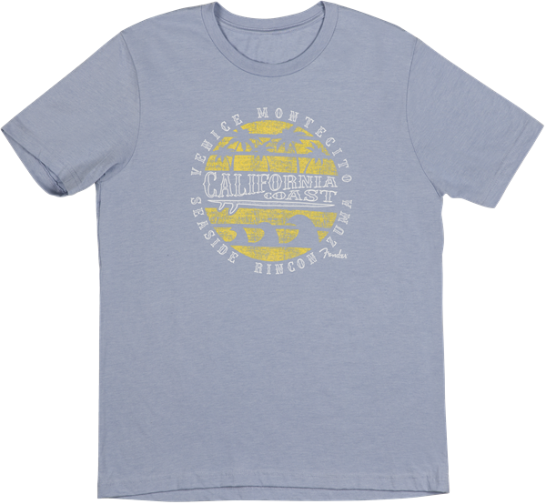 Cali Coastal Yellow Waves Men's Tee, Blue Größe L