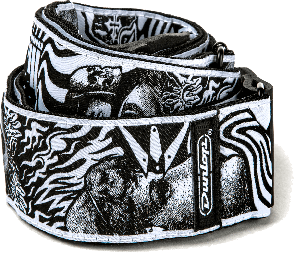 Gitarrengurt Jacquard ILOVEDUST Skulls - Black/White