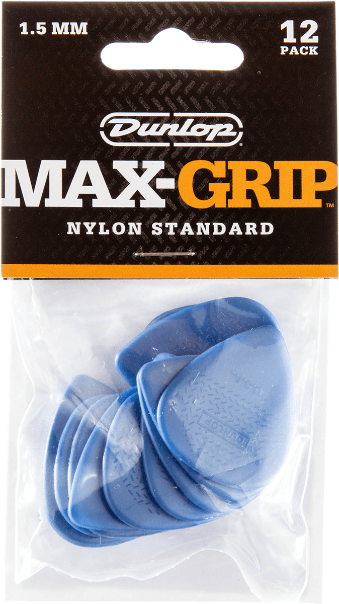 Dunlop Nylon Max Grip Standard Picks, Player's Pack, 12 pcs., blue, 1.50 mm