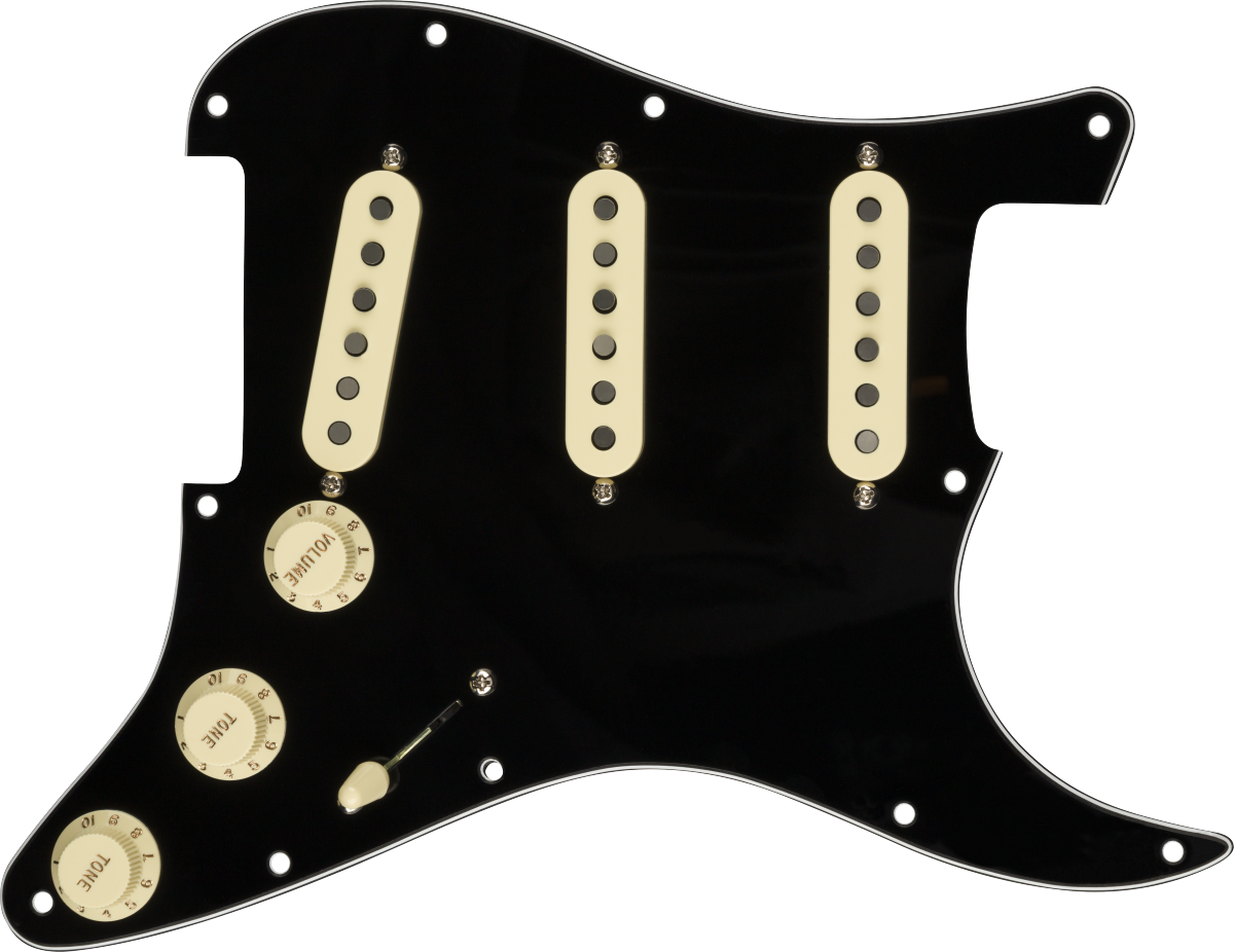 Pre-Wired Strat Pickguard, Custom Shop Fat 50's Black