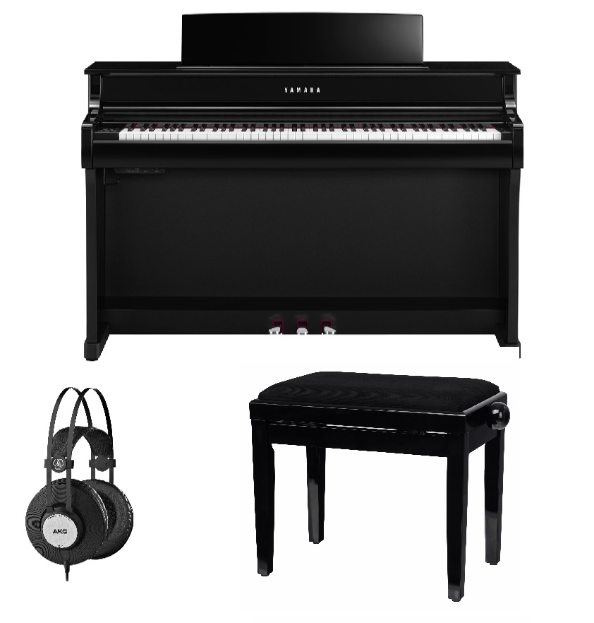 CLP-845 PE Set mit Klavierbank und Kofhörer Clavinova schwarz hochglanz