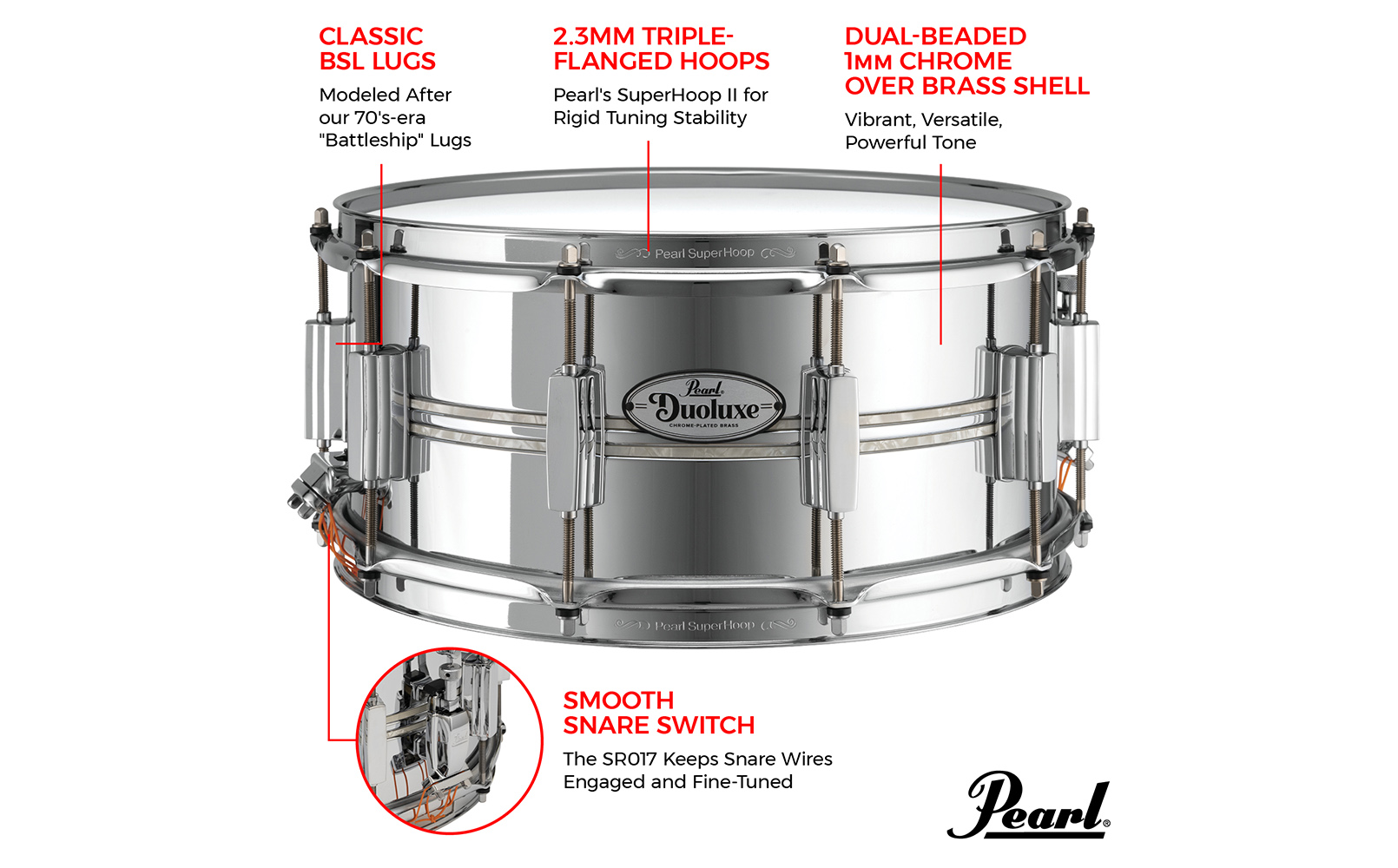 DUX1465BR 14"x6.5" Duoluxe Snare Sensitone