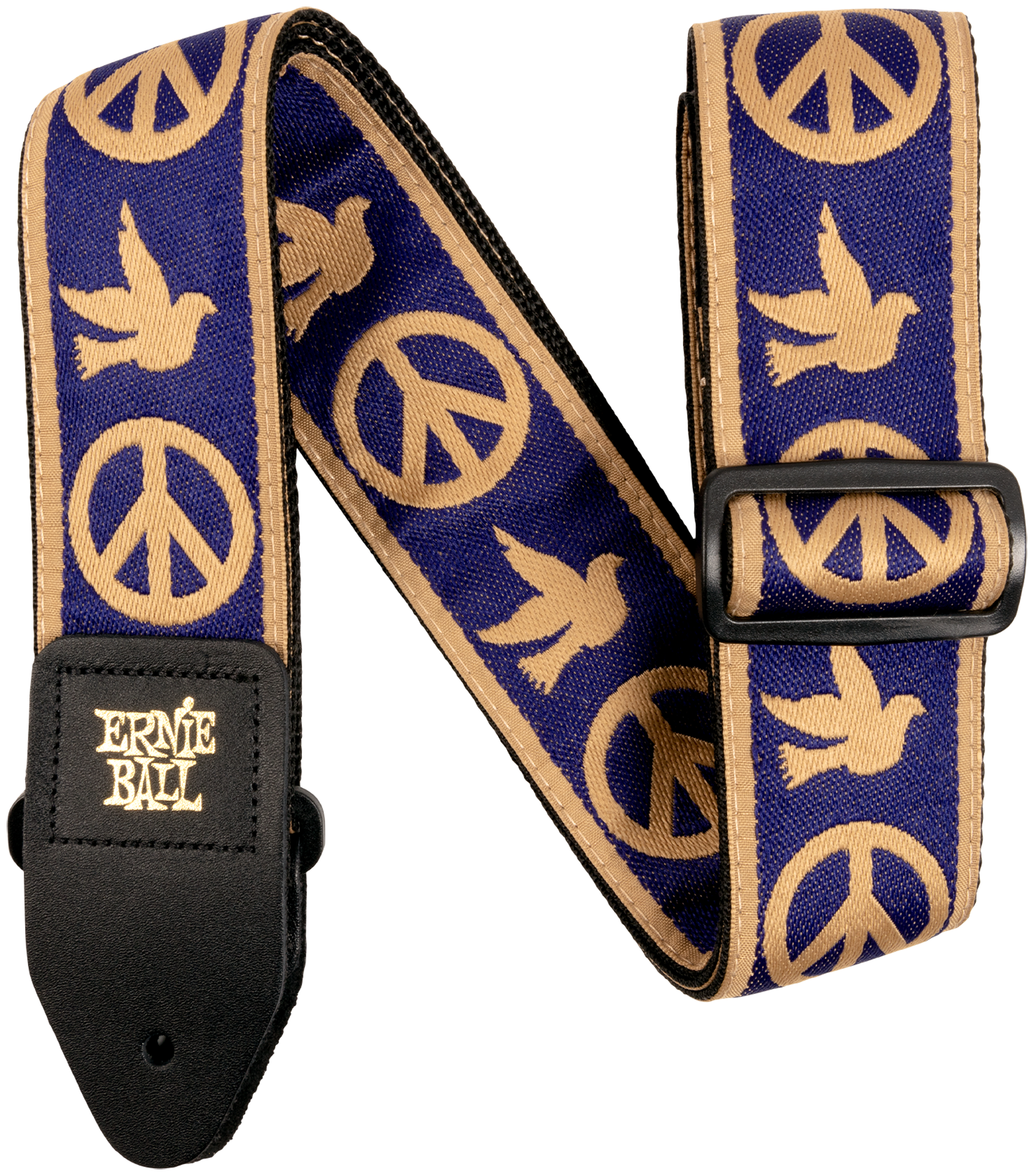 Gitarrengurt Jacquard Navy Blue and Beige Peace Love Dove Navy Blue and Beige Peace Love Dove