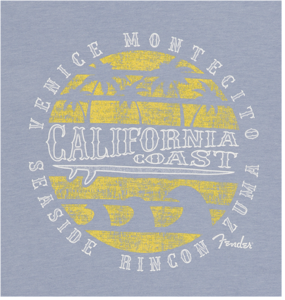 Cali Coastal Yellow Waves Men's Tee, Blue Größe S