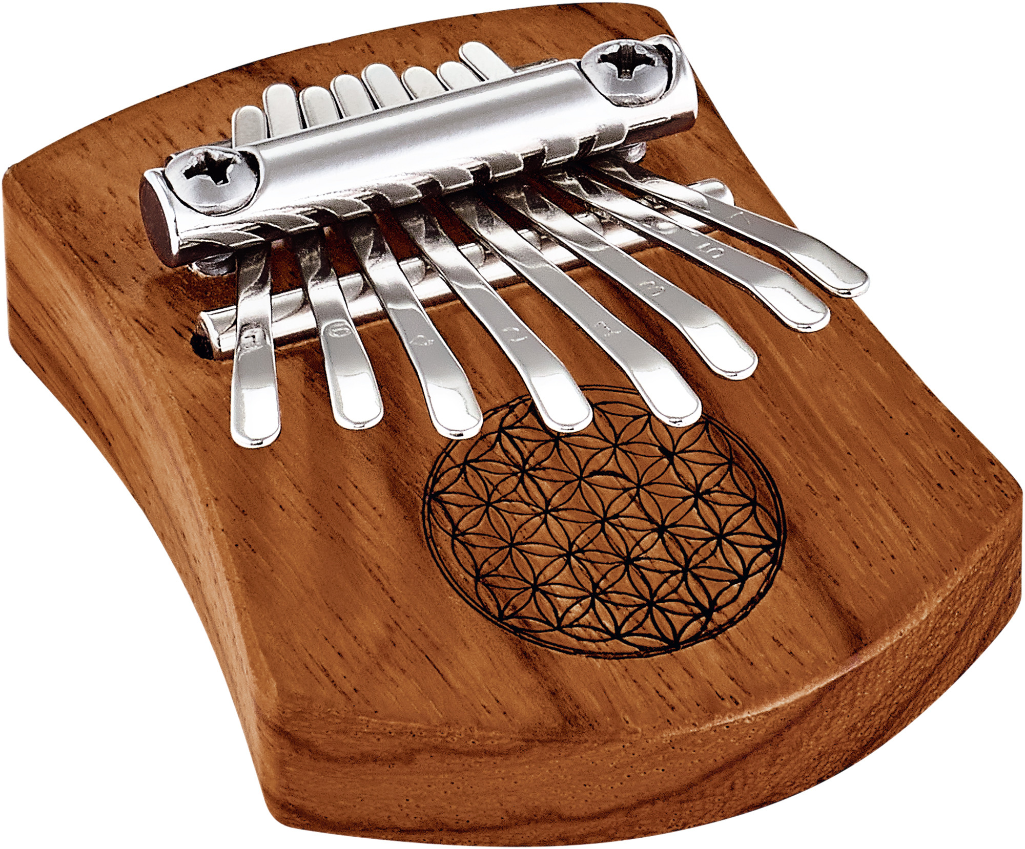 KL802FOL Sonic Energy Solid "Flower of Life" Mini Kalimba - 8 Töne / rotes Zebraholz