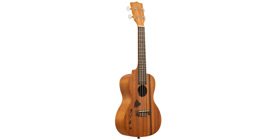 KA-15C-H2 - Satin Mahogany Concert Ukulele with Hawaiian Islands and Tattoo