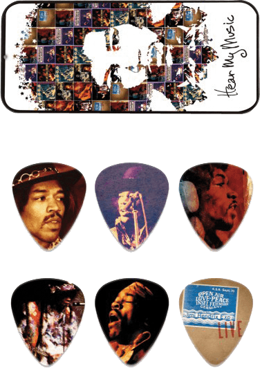 Jimi Hendrix Hear my Music Pick Tin, 12 Picks, assorted motives, medium