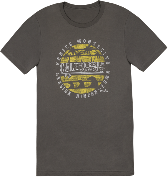 Cali Coastal Yellow Waves Men's T-Shirt, Gray Größe XXL