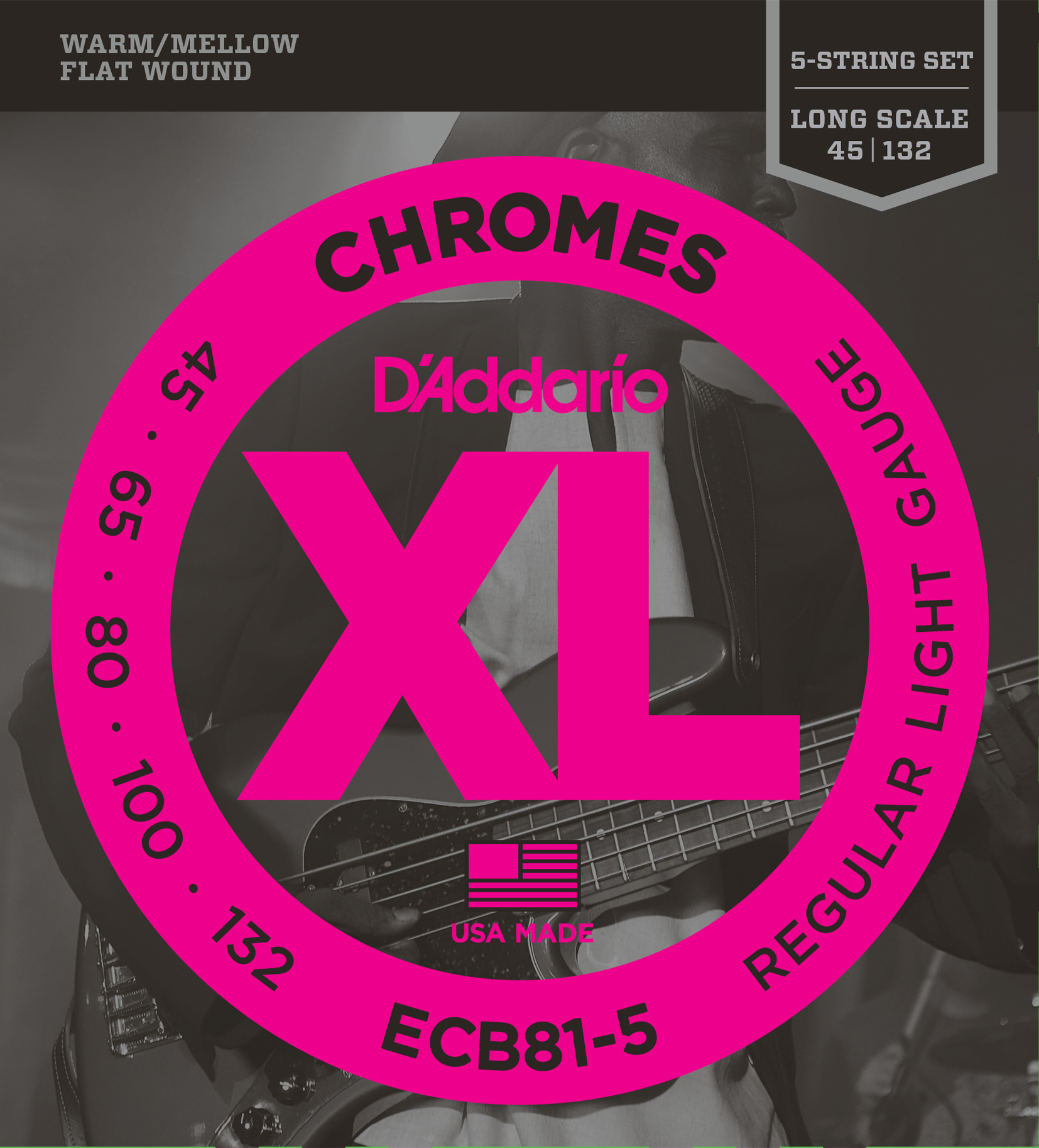 ECB81-5 Chromes Flatwound 5-String 045 - 132