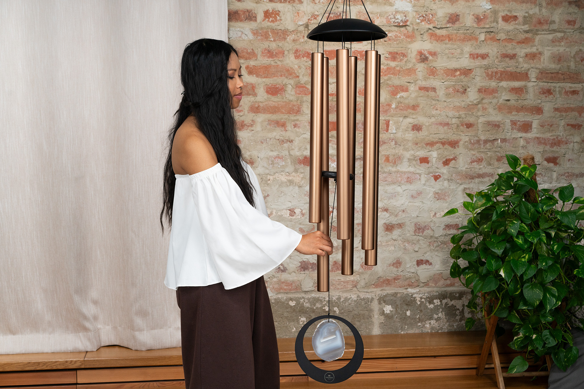 MCDT50AB Sonic Energy Grey Agate Meditation Chime, 50" / 128 cm, 432 Hz, A Dur, Bronze