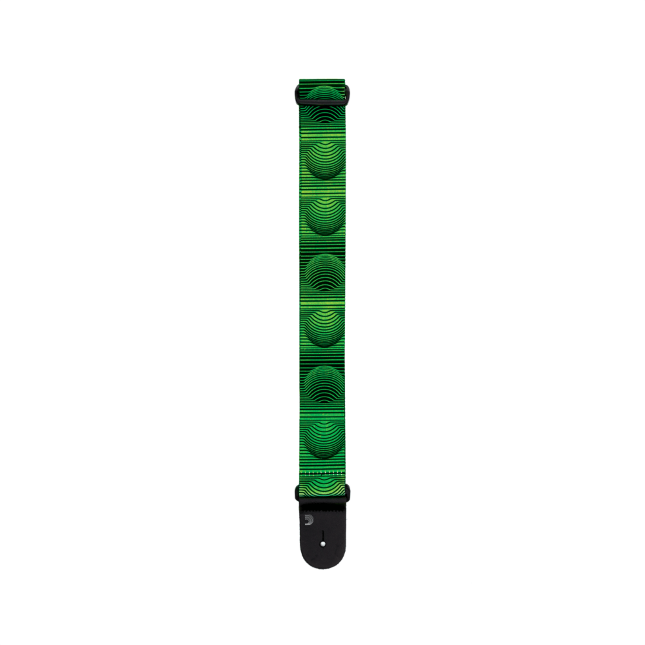 Polyester Guitar Strap, Optical Art, Green Orbs