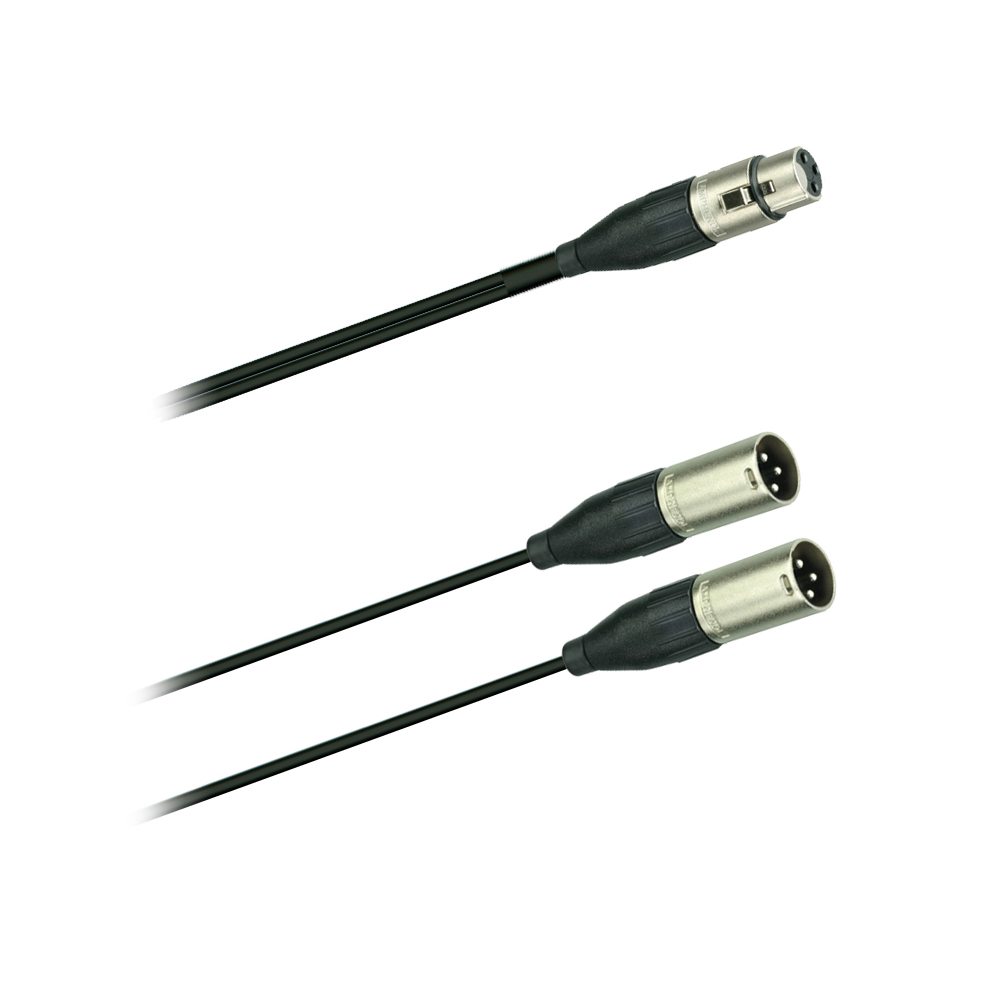 Y-Adapterkabel 0,2m 2x XLR male auf 1x XLR female