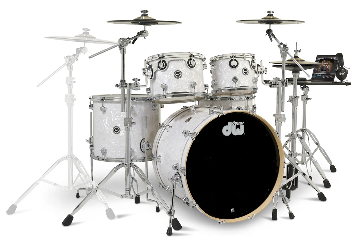 DWe 5-tlg Set/3-tlg Becken Set/5-tlg Hardware Black Galaxy / White Marine Pearl