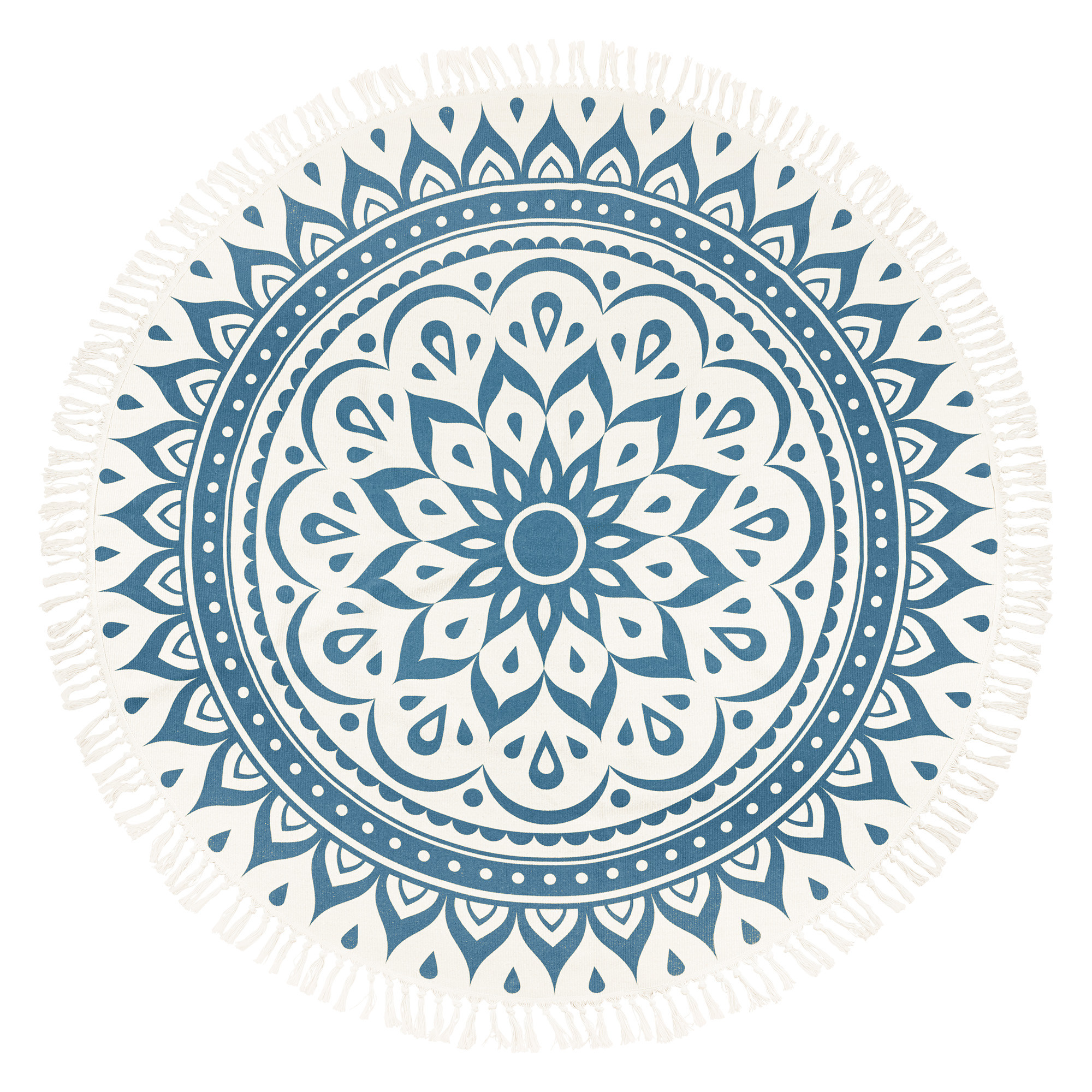 Sonic Energy Meditationteppich Navy Blue Blumendesign