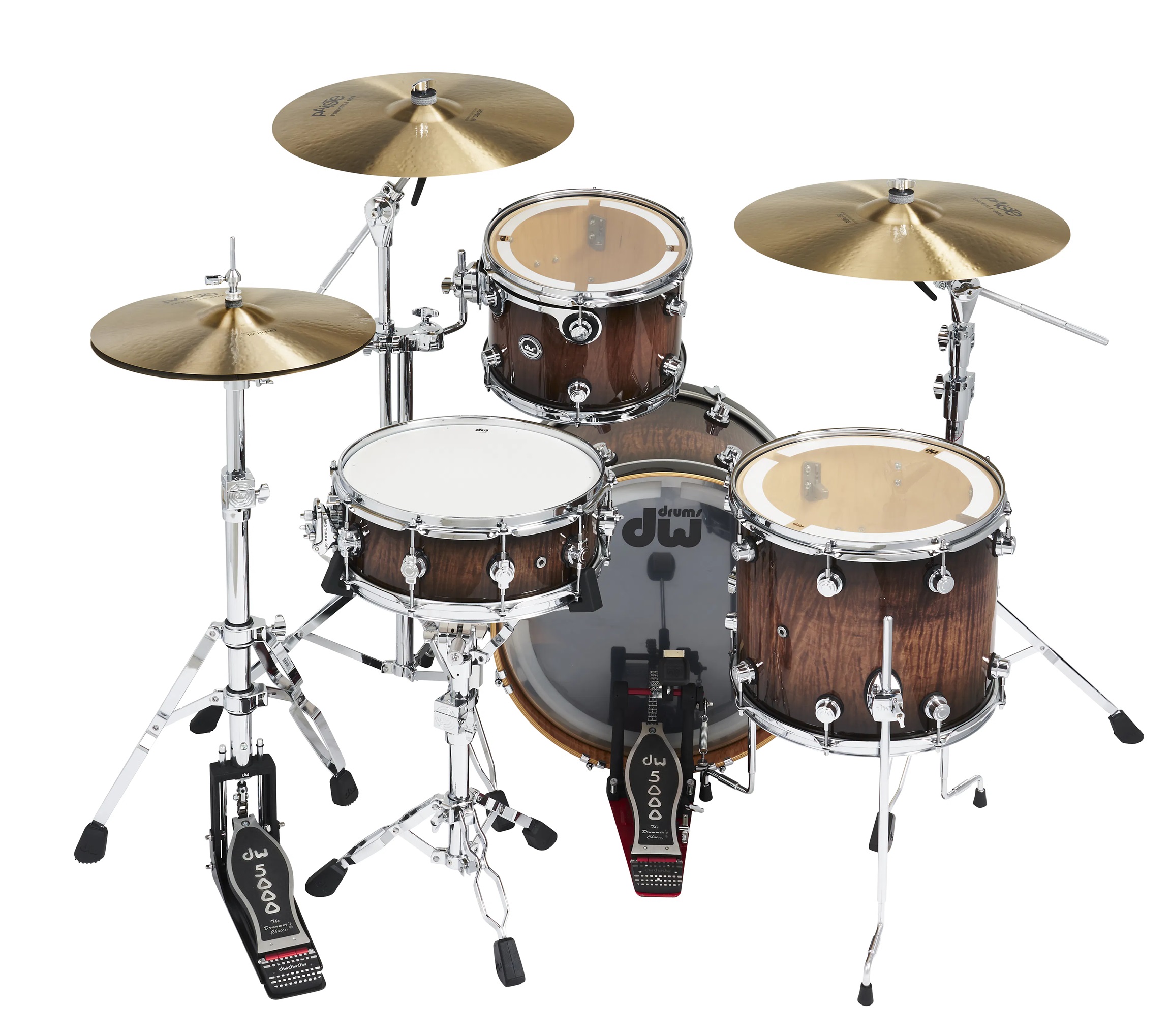 DWe 4-tlg Set/3-tlg Becken Set/5-tlg Hardware Candy Black Burst over Curly Maple