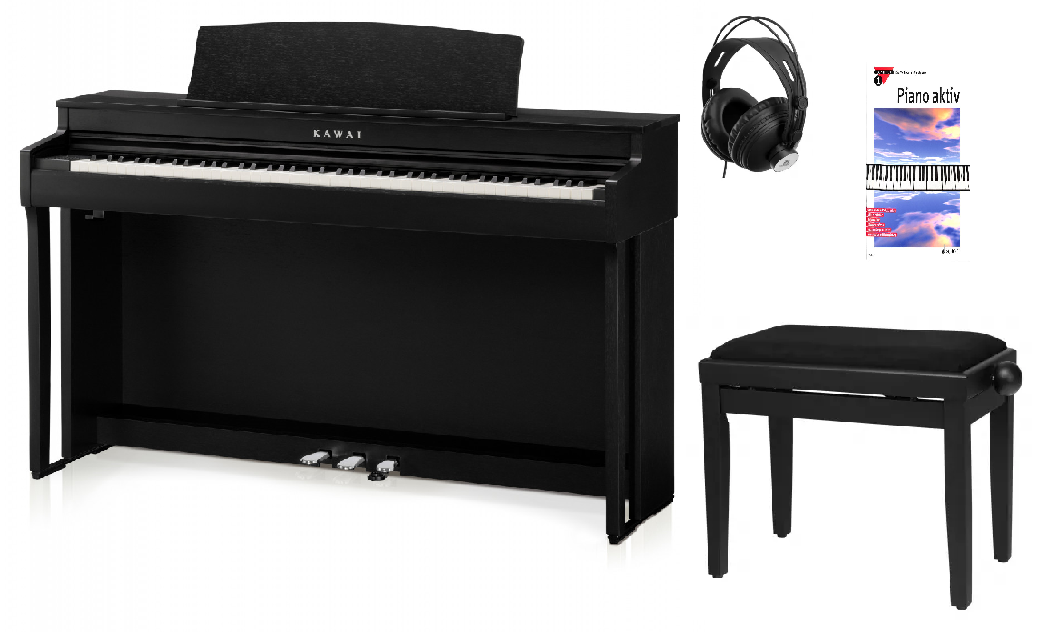 CN-301 B Set inkl. Klavierbank, Kopfhörer, Klavierschule Digitalpiano schwarz matt