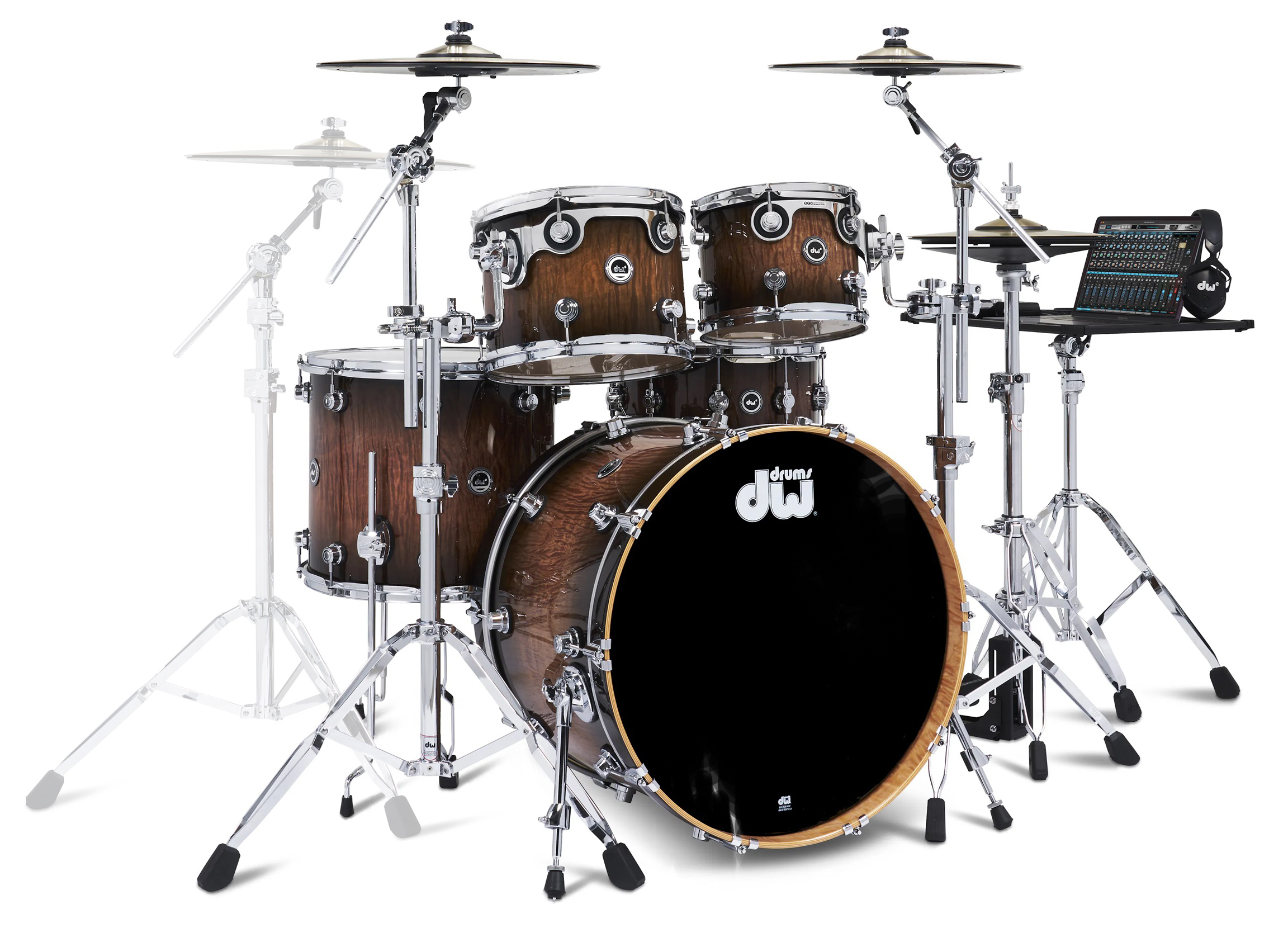 DWe 5-tlg Set/3-tlg Becken Set/5-tlg Hardware Candy Black Burst over Curly Maple