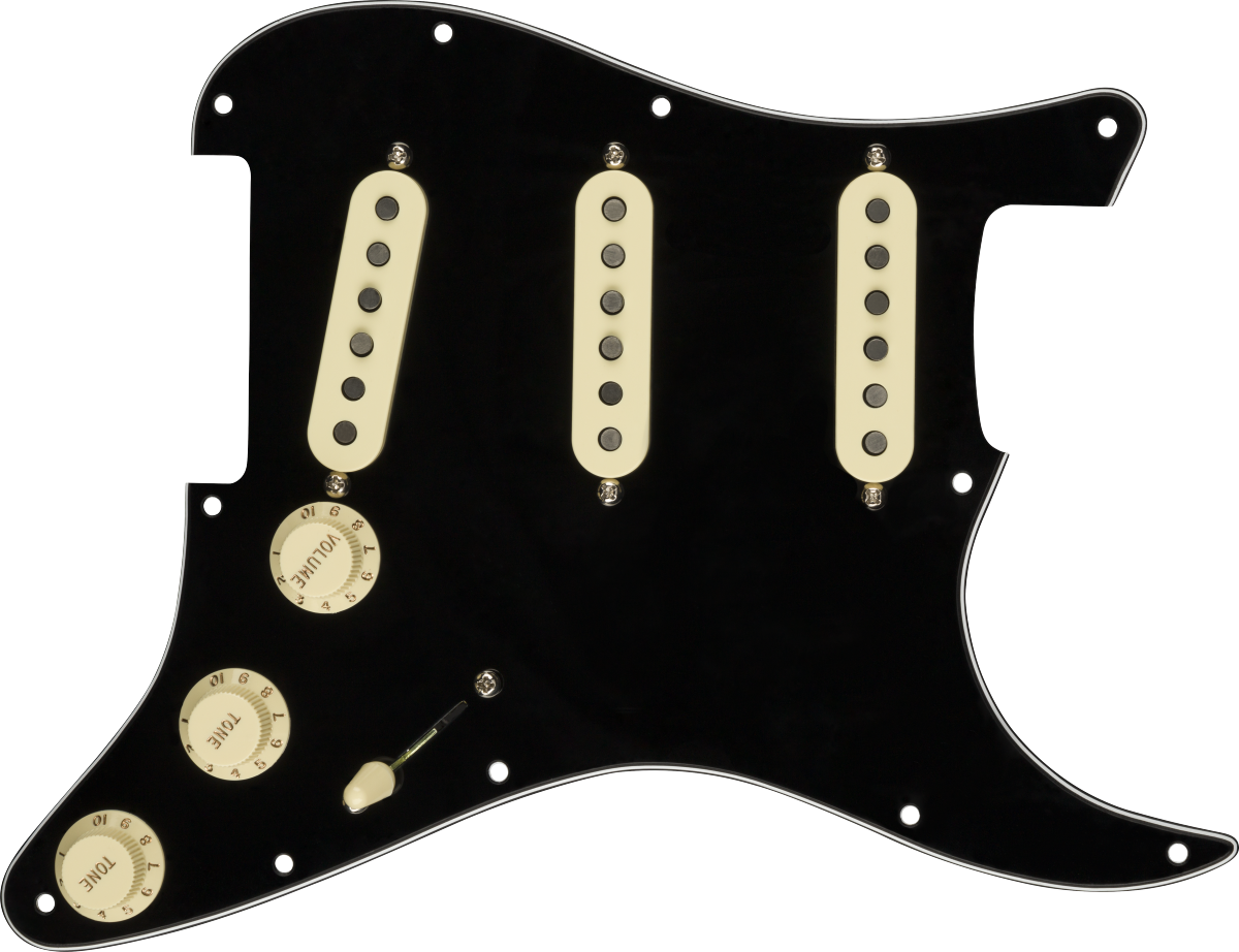 Pre-Wired Strat Pickguard, Custom Shop Texas Special Black