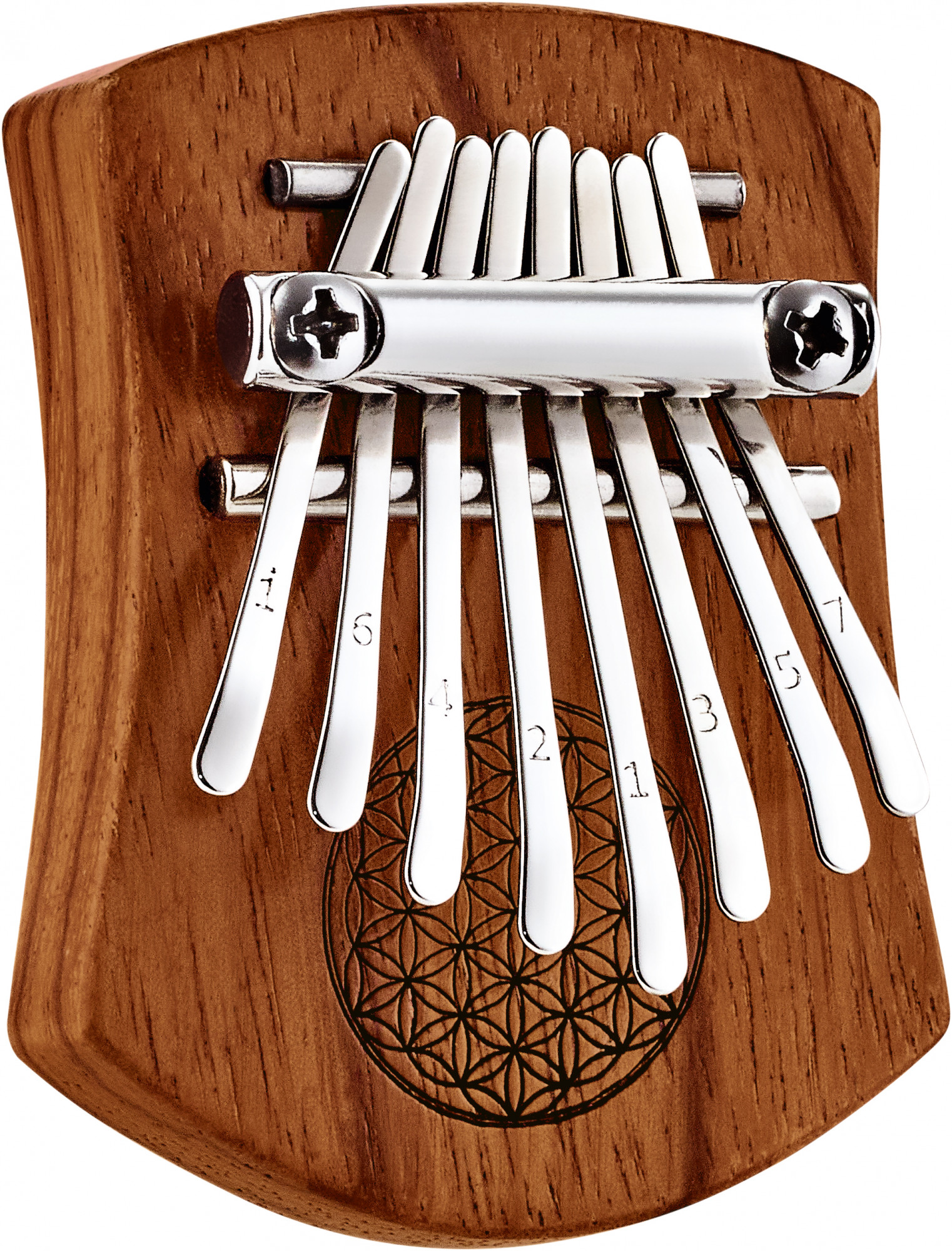 KL802FOL Sonic Energy Solid "Flower of Life" Mini Kalimba - 8 Töne / rotes Zebraholz