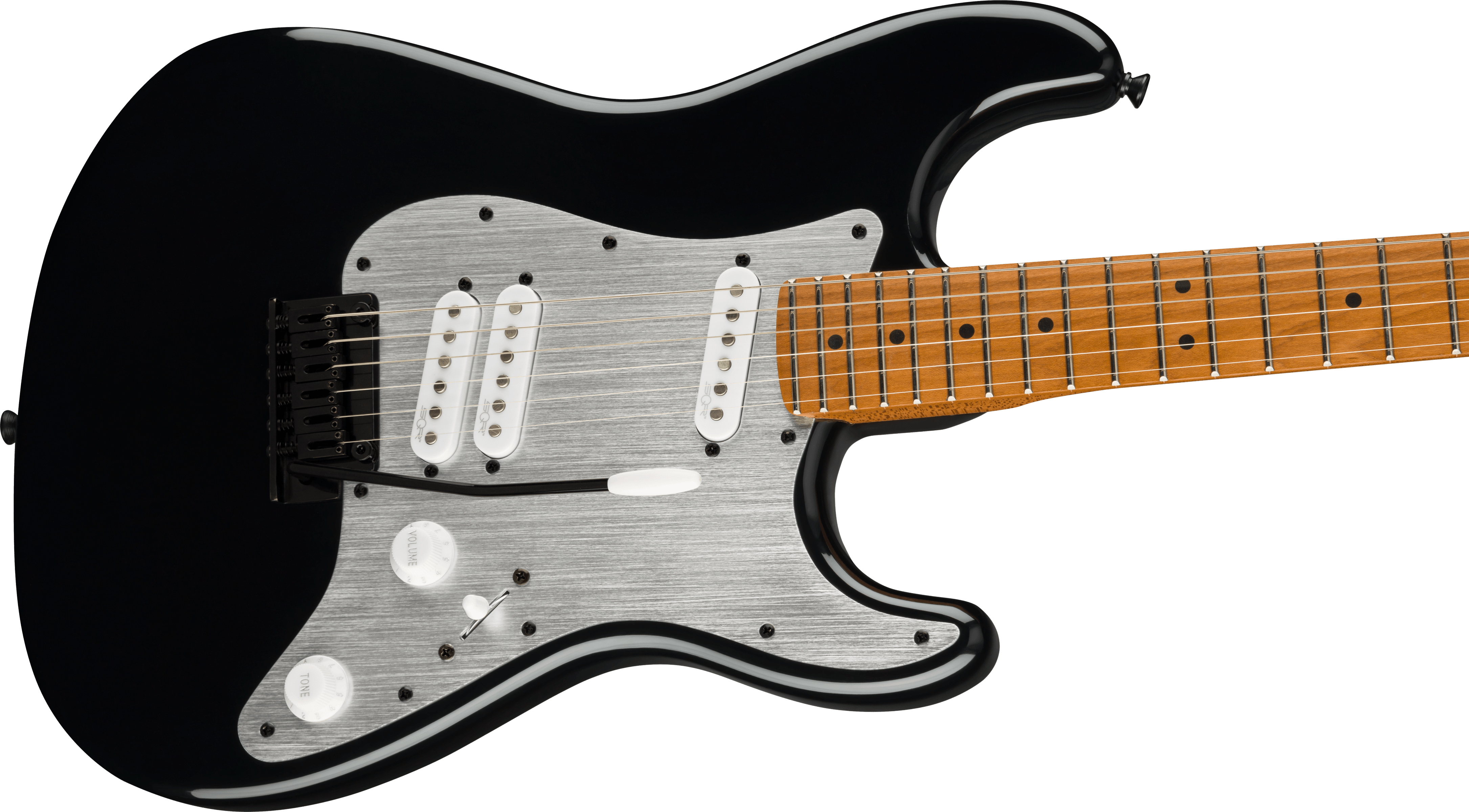 Contemporary Stratocaster Special Roasted Maple Fingerboard, Silver Anodized Pickguard, Black